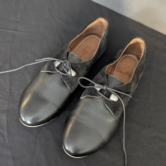 Bueno Black Leather Suede Oxford Flats 10 NWOT Workwear Goth Timeless NEW - Picture 9 of 16